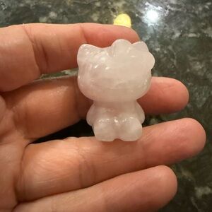 Rose Quartz Hello Kitty Figurine  1 3/4” tall.